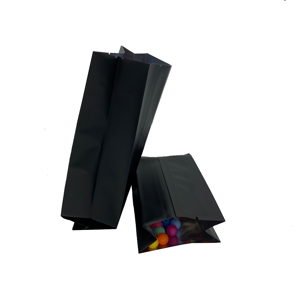 现货哑光黑色镀铝风琴袋 磨砂镀铝背封袋 茶叶袋 大米袋 插边袋