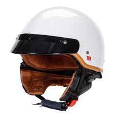 DOT-certified retro half-helmet with brim, detachable neck scarf motorcycle helmet electric bike helmet Harley style
