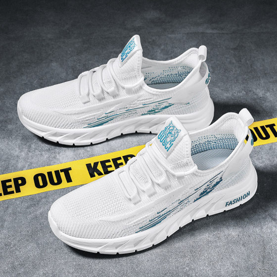 Spring 2025 New Flying Woven Soft Sole Men's Shoes Men's Casual sneaker Mesh Breathable All-match Putian Running Shoes