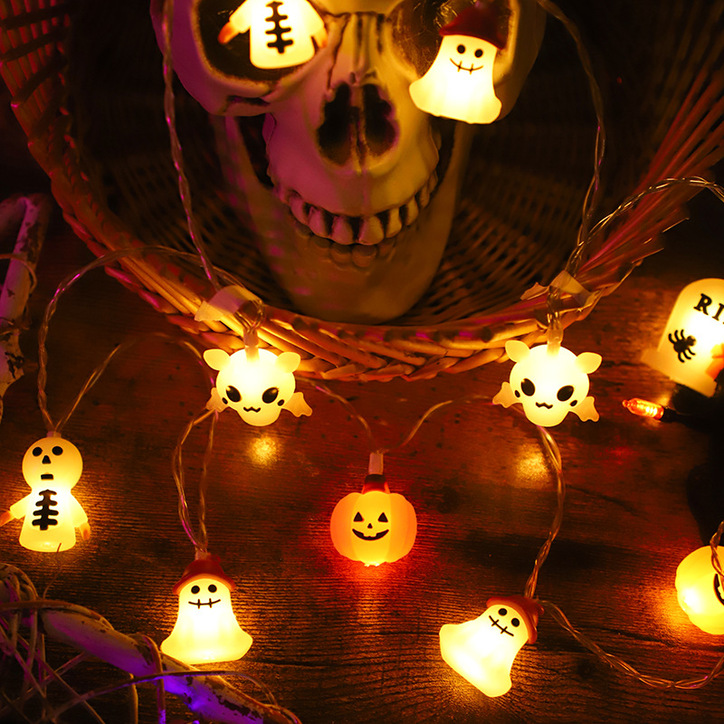 Nuevas cadenas de luces de Halloween LED cadenas de luces decorativas de atmósfera de Halloween calabaza fantasma murciélago modelado luces decorativas