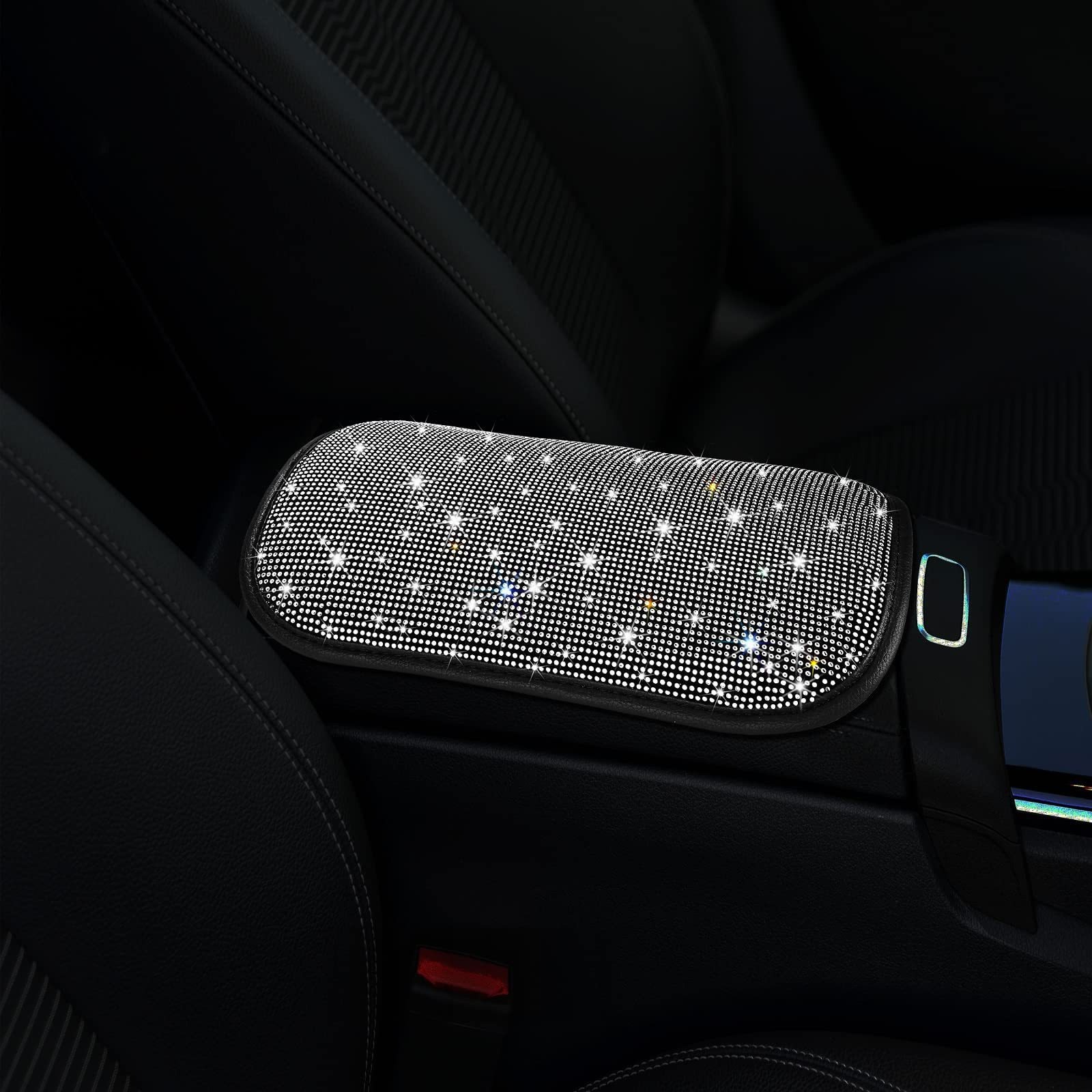 Car Steering Wheel Cover with Hot Diamonds, Full Diamonds, Rhinestone Armrest Box Pad, Gear Handle Cover, Cross-Border Popular Three-Piece Set Wholesale