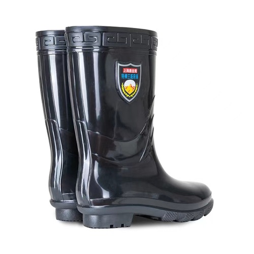 Men's Waterproof Warm Rain Boots Work Boots Water Shoes, Black Mid-Calf, Non-Slip, Durable, Acid-Base Resistant, Oil-Resistant, Mid-Calf Men's Style