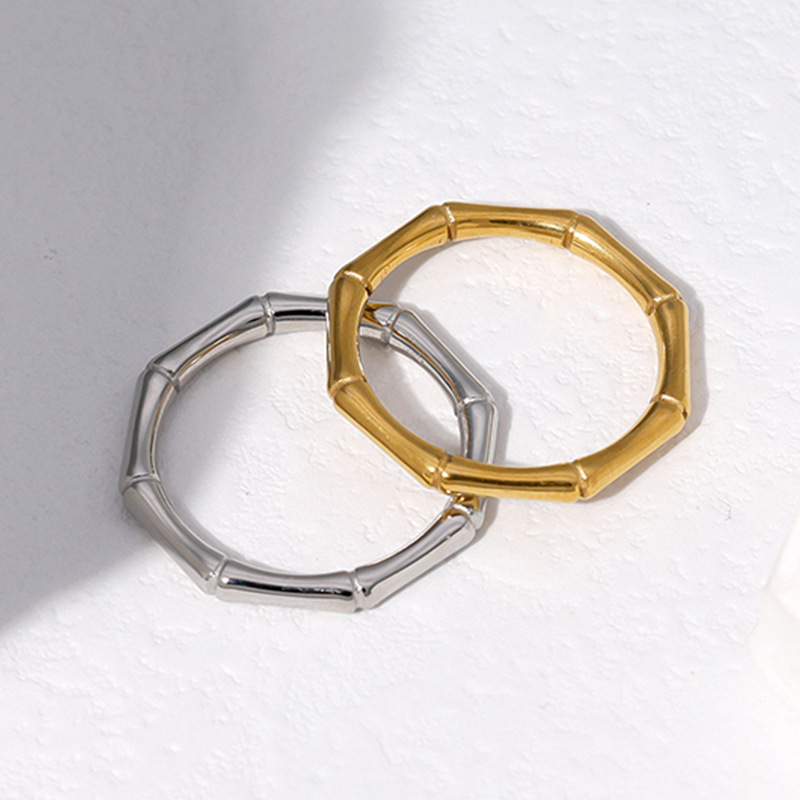 Stone-Free Inlay Material Rings Classification 1 Piece Quantity PVD Coated Real Gold Plated Solid Color Stainless Steel Simple Style Waterproof Non Tarnish Rings