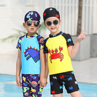 Children's Swimsuit Boy's Split Swimsuit Summer Cartoon Dinosaur Swimming Trunks suit Beach Hot Spring Short Sleeve Swimsuit