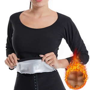 New women's long-sleeved sweat-absorbing and sweating yoga suit, body sculpting blouse, sports sauna suit