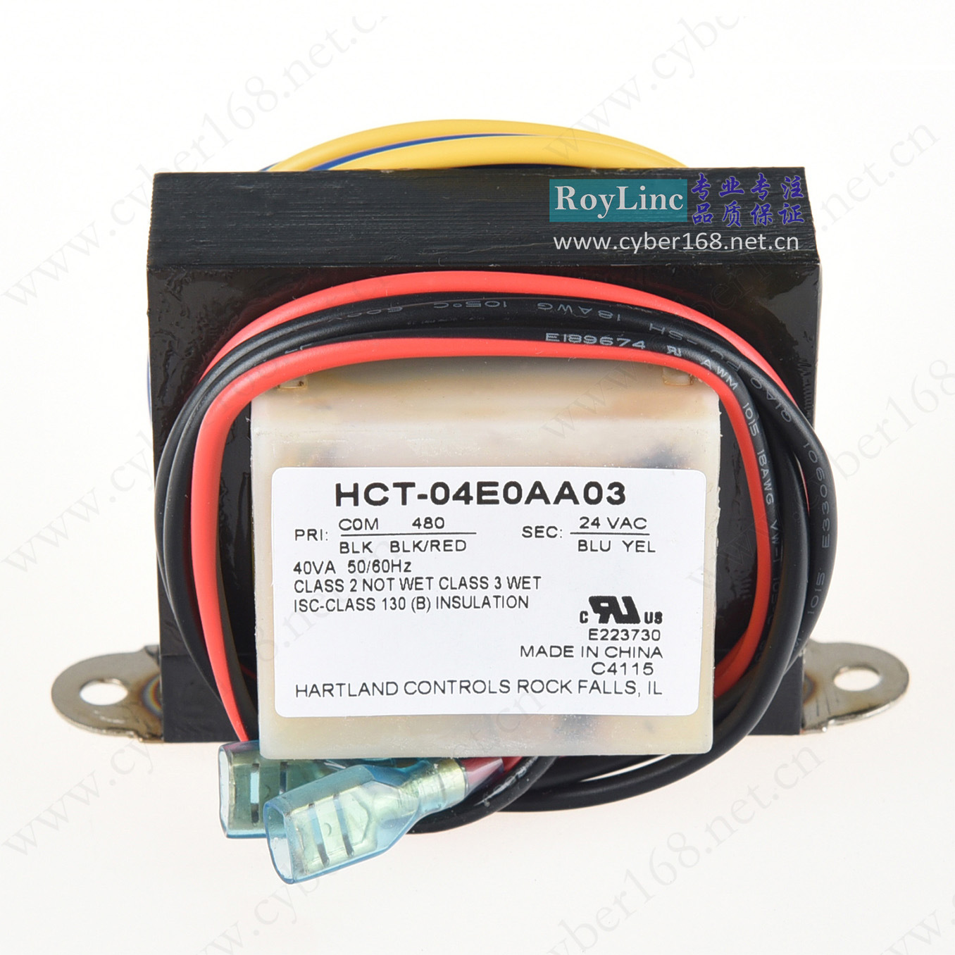 40VA 480V转24V带导线UL CUL Hartland Controls 美式隔离变压器