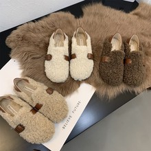 一脚蹬毛毛鞋女外穿2023年新款韩版温柔仙女风豆豆鞋女冬加绒棉鞋