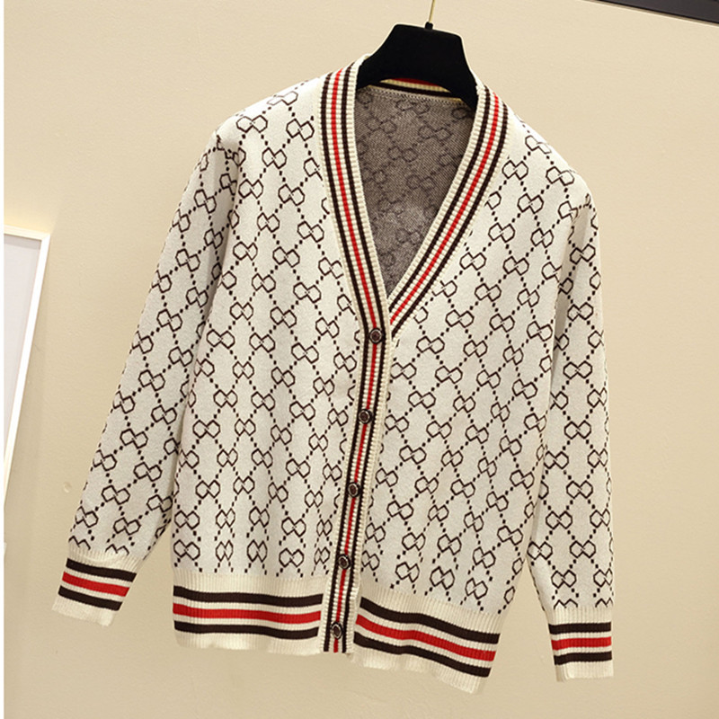 Spring and Autumn New Letter Knitted Cardigan New Western Style All-match Simple Fashion Sweater Jacket Korean Style Loose Jacquard