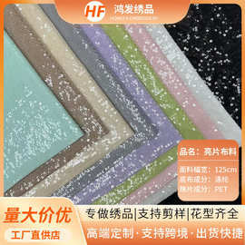弹力网底布亮片面料 圆珠片绣满幅亮片表演绣花没有布料 5mm平片