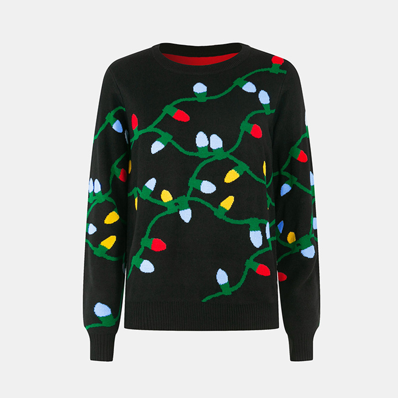 Customized Cross-Border European and American Foreign Trade Christmas Sweater with Jacquard Lights, Casual Pullover Knitwear for Men and Women, Christmas Ugly Sweater