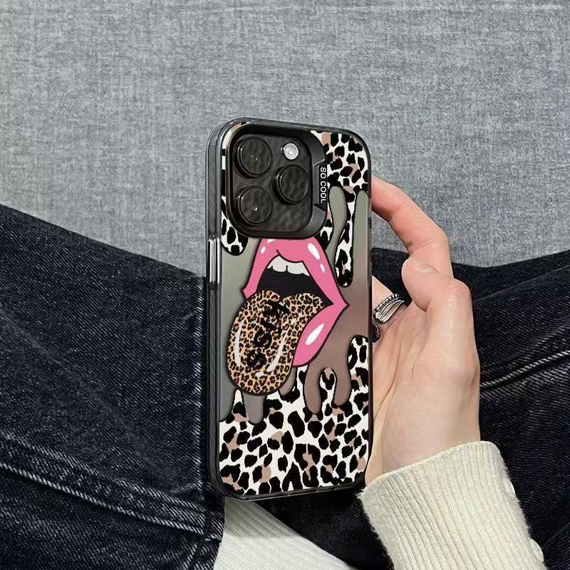 Nuevo estampado de leopardo inglés para iPhone 16 funda para teléfono móvil Apple 15promax/14 anti-caída 13pro12 Europa y América