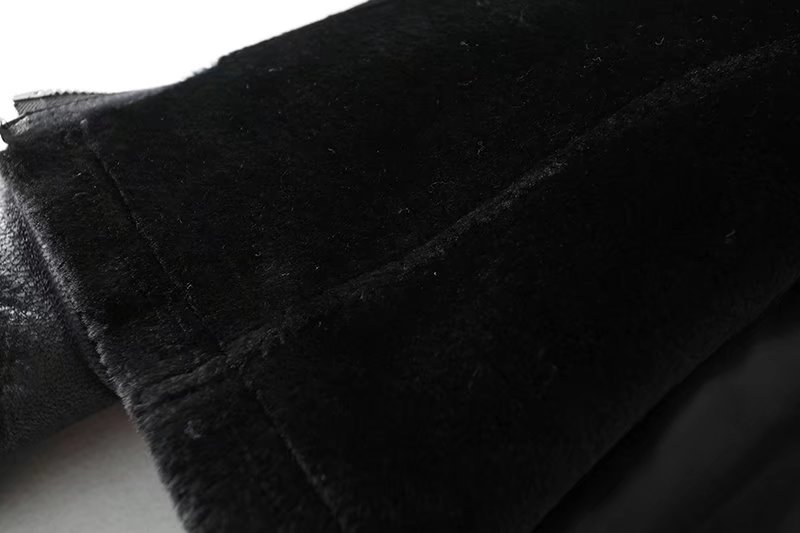 Y2K 2024 Fréijoer Hierscht Neit Produkt Dammemoud Street Style Casual Kuerzmantel mat Pelz a Lieder M2_voghion.com