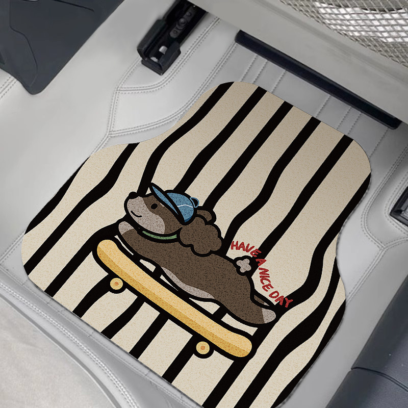 Car Wire Ring Floor Mats, Cartoon Four-Piece Set, Universal Car Floor Mats, Scratch-Resistant Floor Mats, Clean Car Interior Decorative Floor Mats