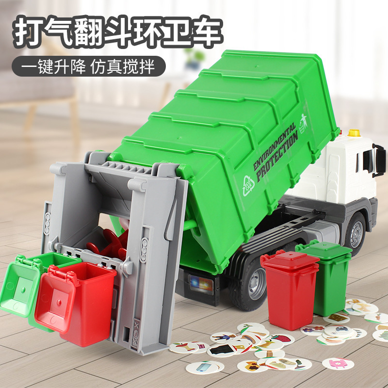 Simulation Garbage Truck Kidsren's Toys Inertial Garbage Classification Sanitation Engineering Model Car Boy Large Internal and External Sales