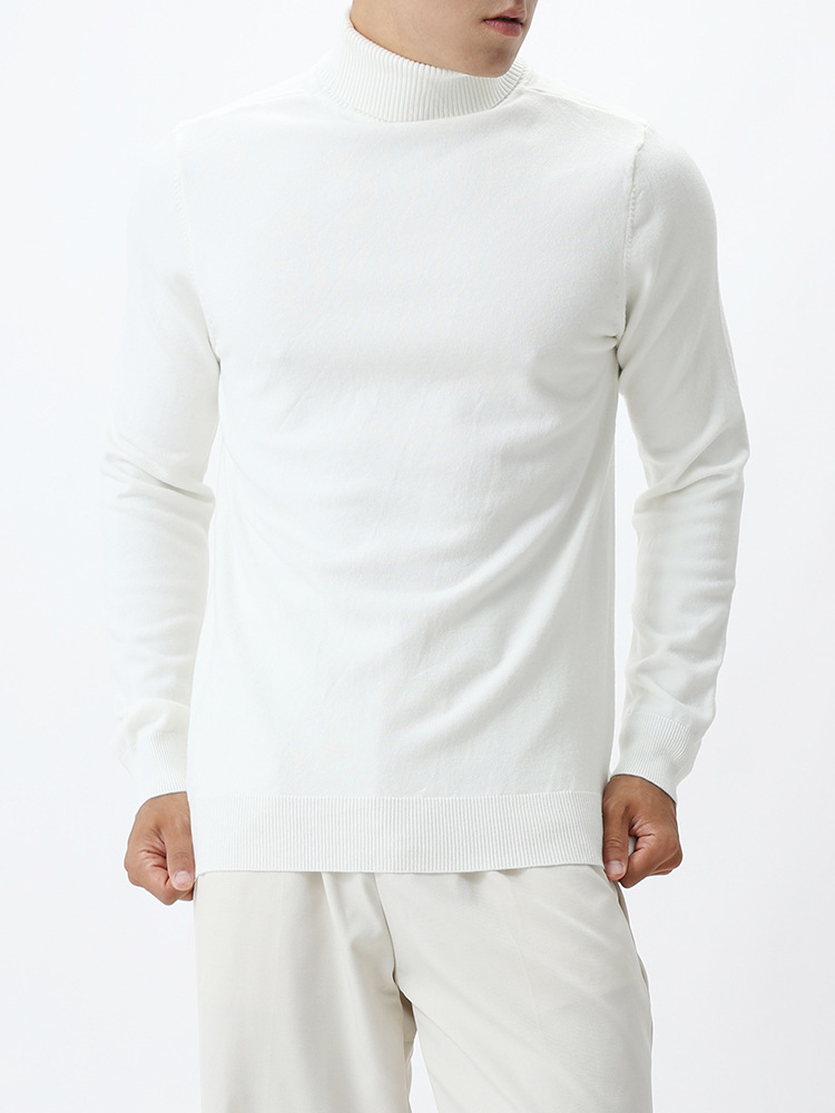 Suéter de cuello alto de lana de hombre, camiseta de punto, camiseta de manga larga, camiseta caliente, camiseta de base para hombre