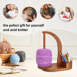木制可旋转线轴架高性能手工编织毛线架木制毛线轴转动工具