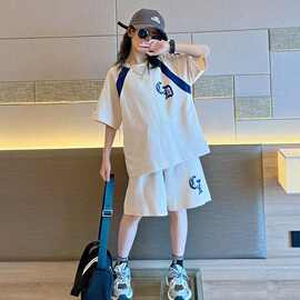 女童夏装套装韩版新款儿童夏季洋气时髦童装大童运动短袖短裤夏款