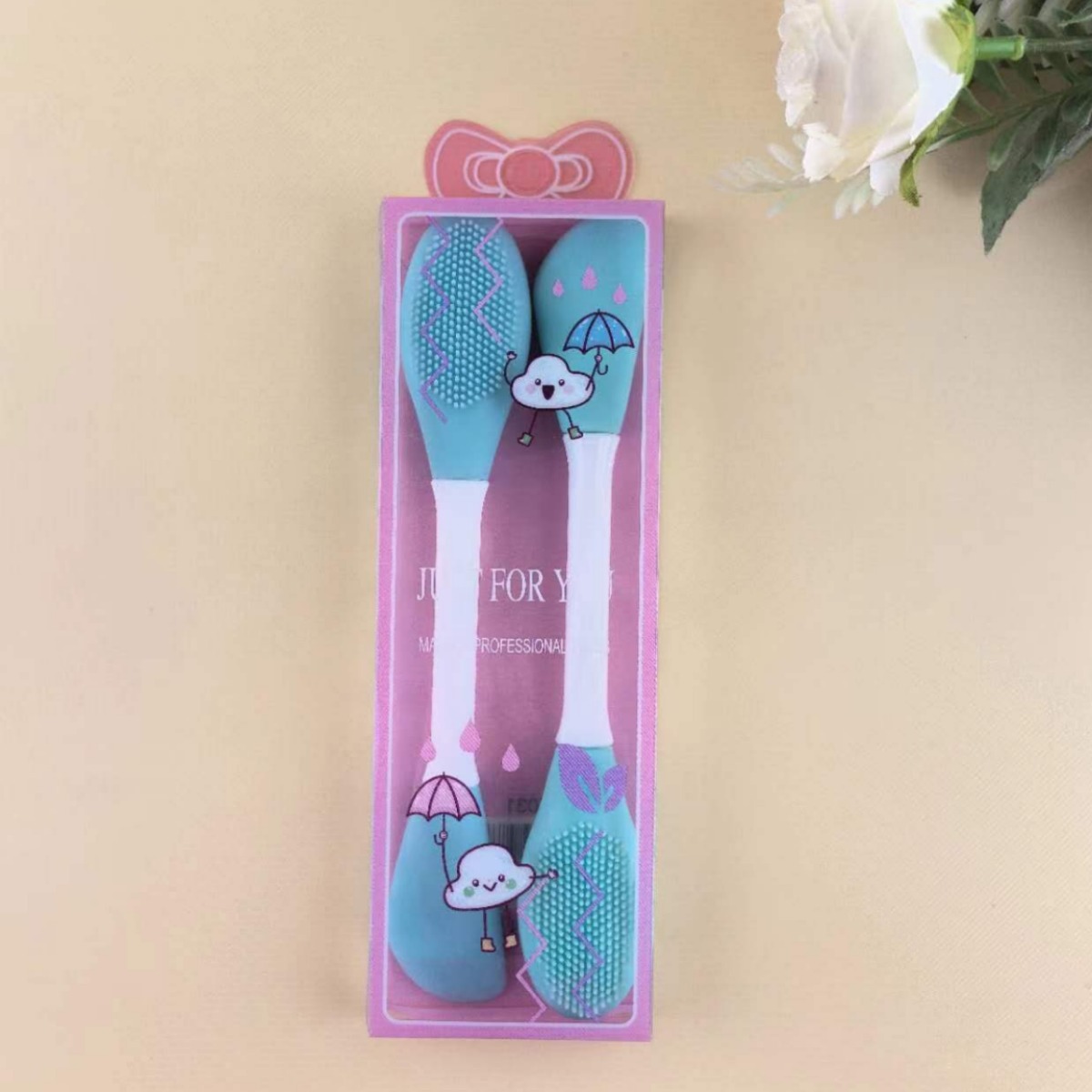 Spot transfronterizo al por mayor juego de cepillos de mascarilla de silicona cepillo de lavado de cara de garra de gato juego de maquillaje suave y agradable para la piel sin polvo