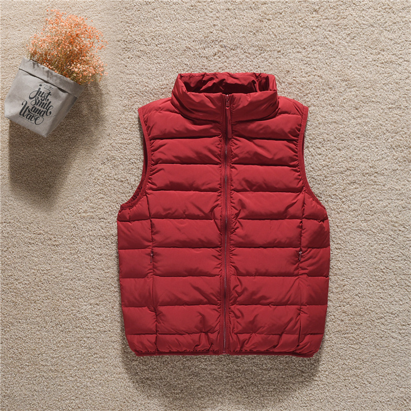 빨간색 스탠드 칼라 조끼