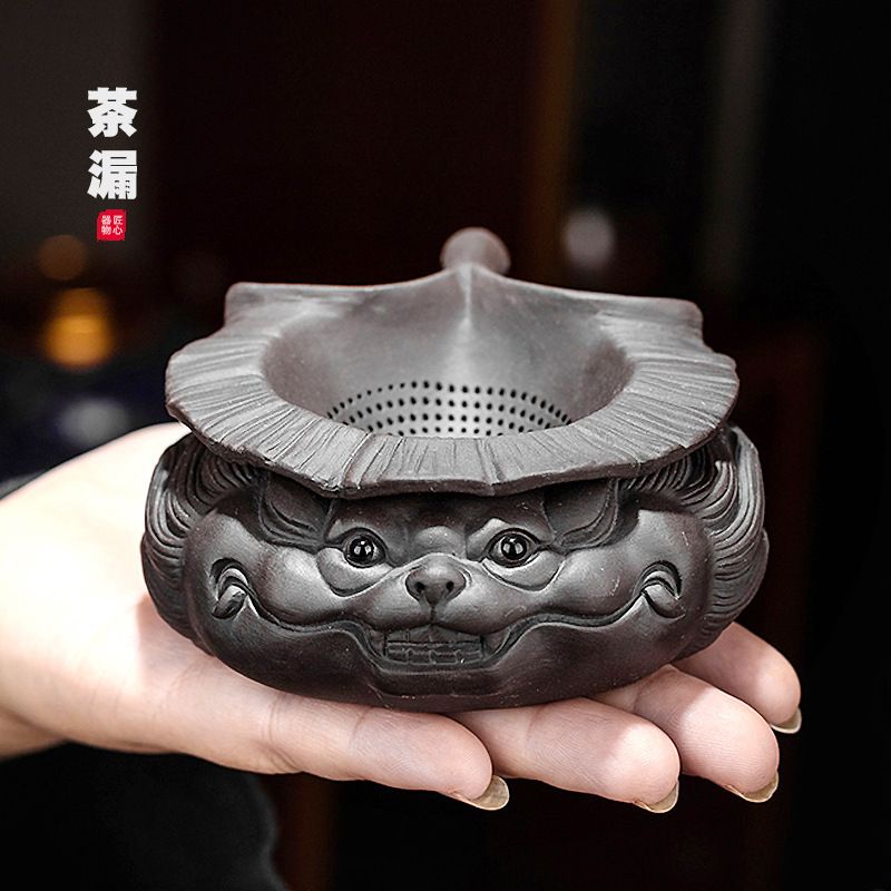 Zisha filter tea pet decorative item household kung fu tea set tea water separator all-ceramic integrated filter ceramic tea strainer 