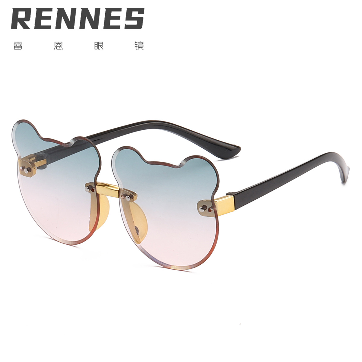 2021 Nuevas orejas de gato gafas de sol para niños gafas de sol sin marco orejas de gato gafas de sol para niños 7713