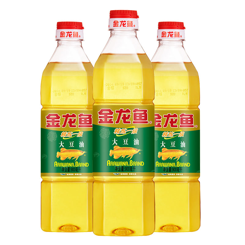 金龙鱼精炼一级大豆油 900ml 食用色拉油家用炒菜食用油批发团购