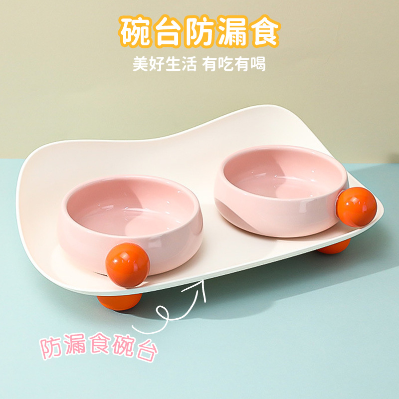 Caja de azúcar de frijol cerámica doble tazón de cuero Taobao original mascota plato gato tazón creativo gran diámetro tazón perro tazón al por mayor