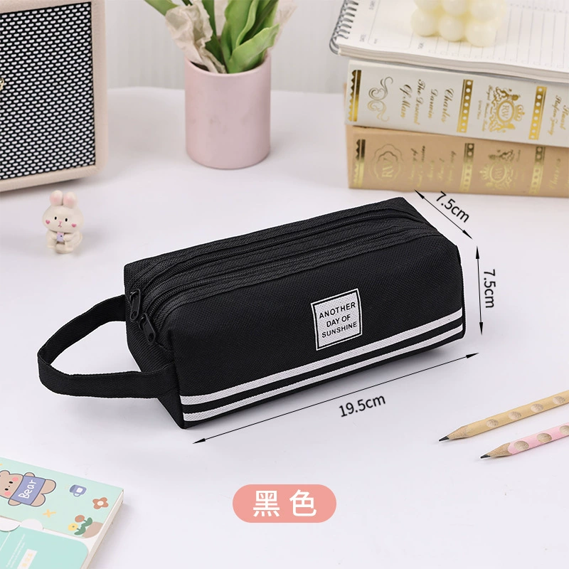 Double-Layer Oxford Pencil Case, Handheld Large Capacity, Korean Style, Elementary Students