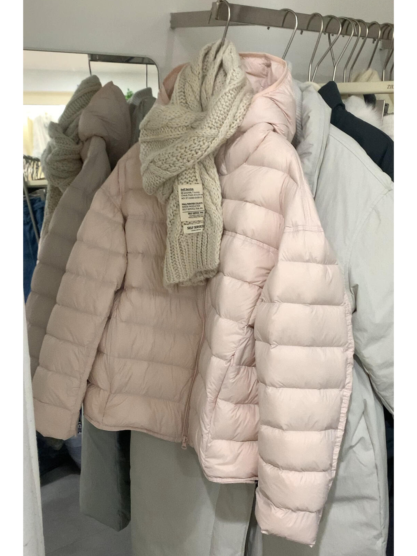 Fuchsia light and thin demi-season keep warm down jacket with hood