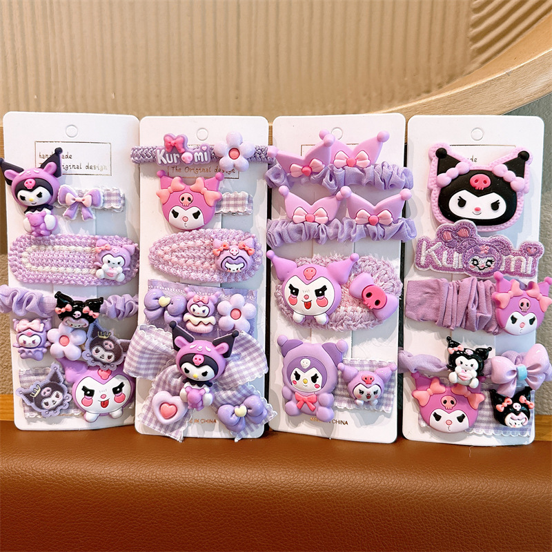 Bebé lindos correa púrpura niños púrpura Kulomi clip para el cabello de niñas banda de cabello cuerda de cabello frangea clip conjunto de joyas para el cabello