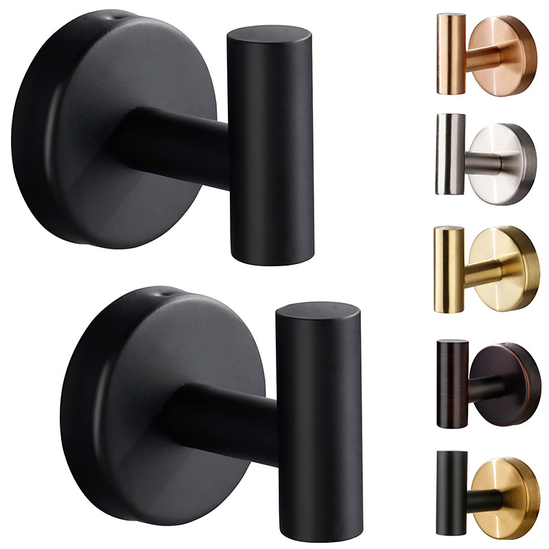 Cross-Border Bathroom and Kitchen Stainless Steel Hooks, No-Drill Wall Hooks for Hanging Clothes, Metal Bathroom Wall Towel and Clothes Hooks