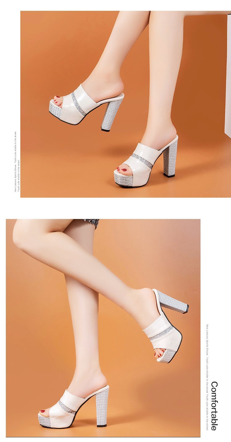 발편한여성샌들 가보시힐 규빅비즈샌들 여성뮬슬리퍼형샌들