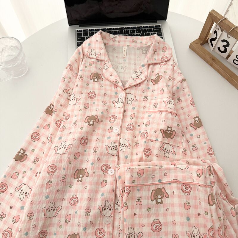云朵棉睡衣女春秋季可爱公主风卡通开衫长袖宽松可外穿家居服套装|undefined