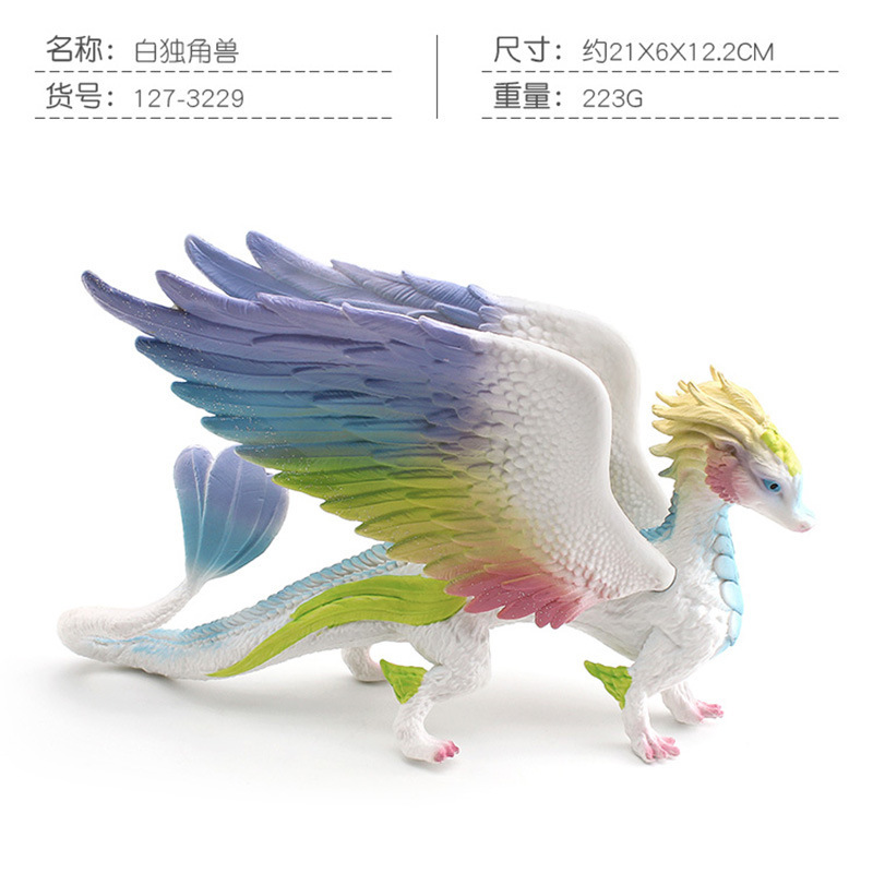 Simulación transfronteriza de mitología occidental monstruos animales modelo infantil unicornio arco iris caballo libélula adornos dragones voladores