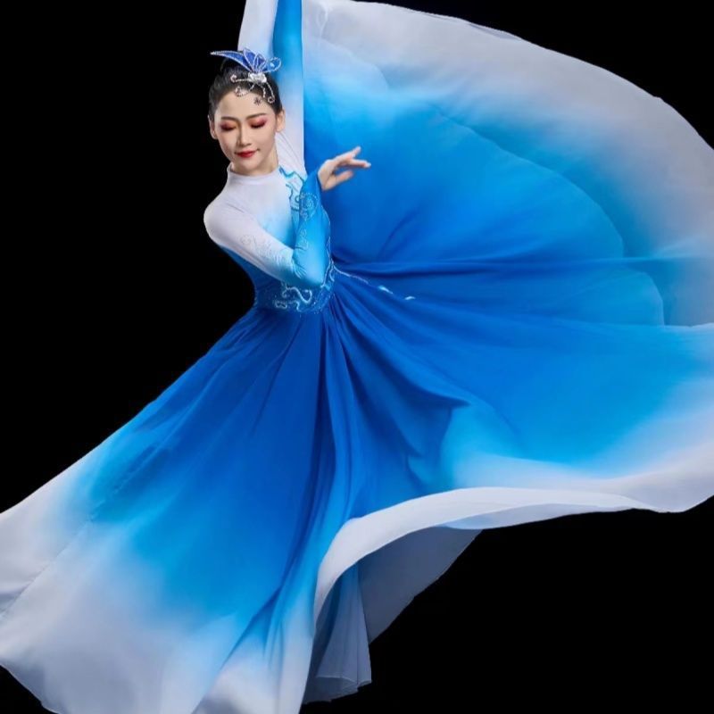 新しいオープニングダンススイングスカートパフォーマンス衣装、雰囲気のある中国舞踊衣装、Wanjiangステージパフォーマンスロングスカート|undefined