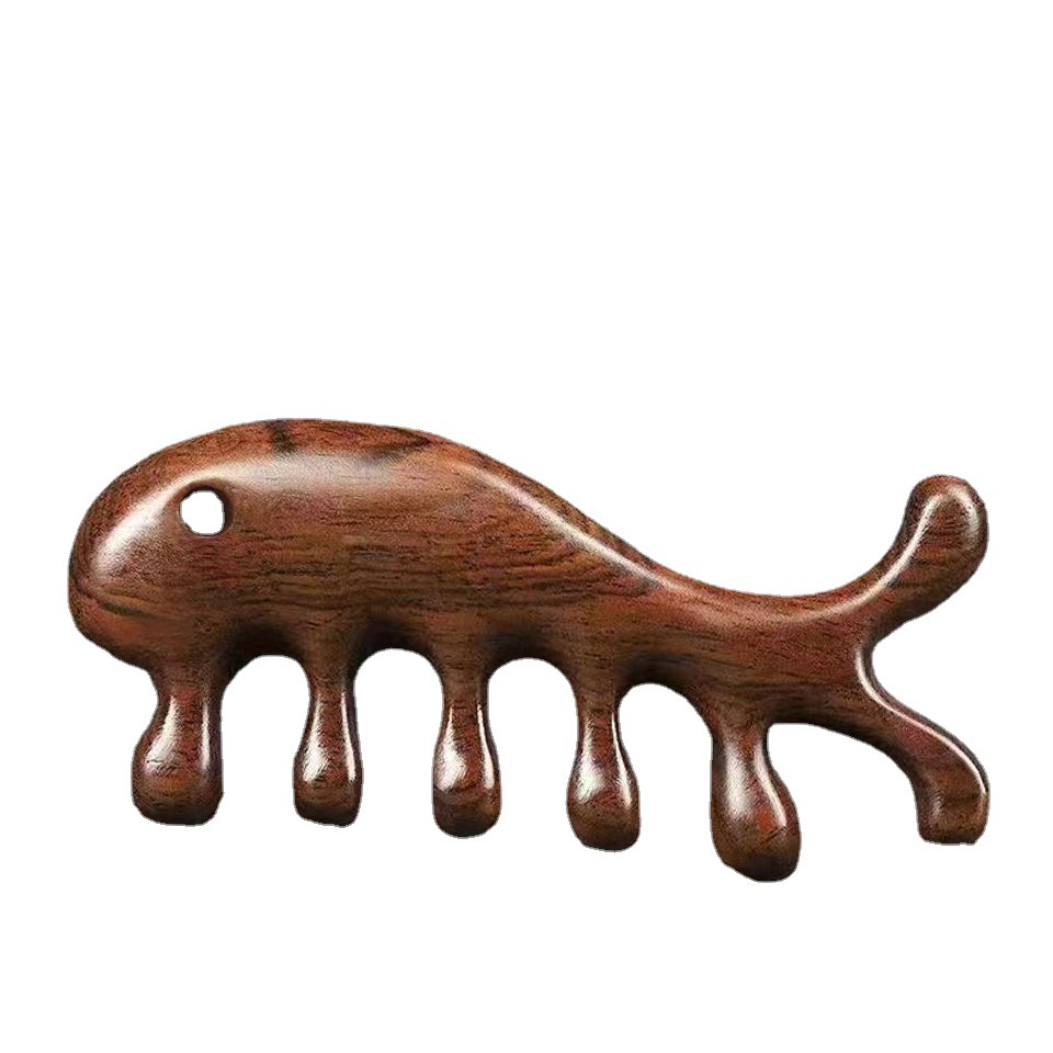 Sándalo ballena cerdo meridiano masaje peine cabeza cuello ojo bolsa nariz puente masaje multifuncional sándalo verde palo de rosa