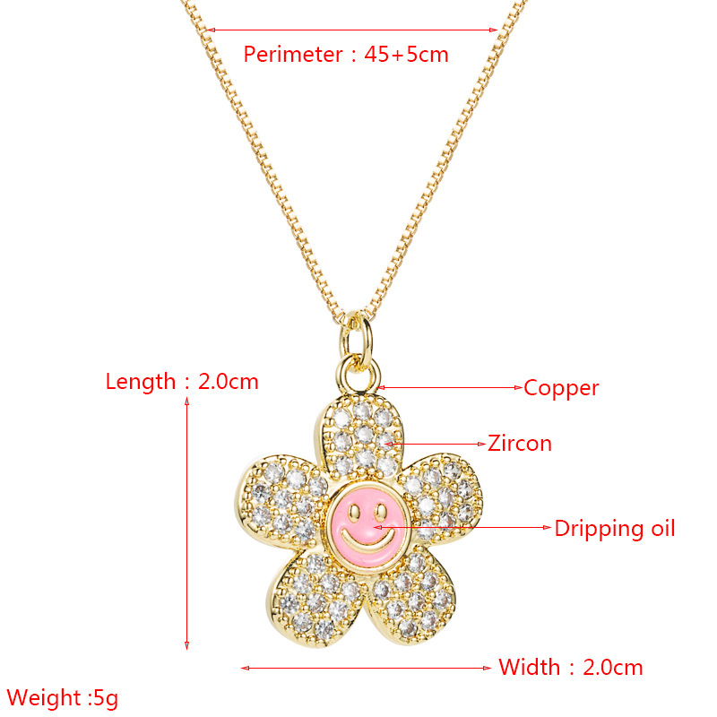 New Cute Smiling Face Flower Necklace Niche Design Temperament Wild Clavicle Chain display picture 1