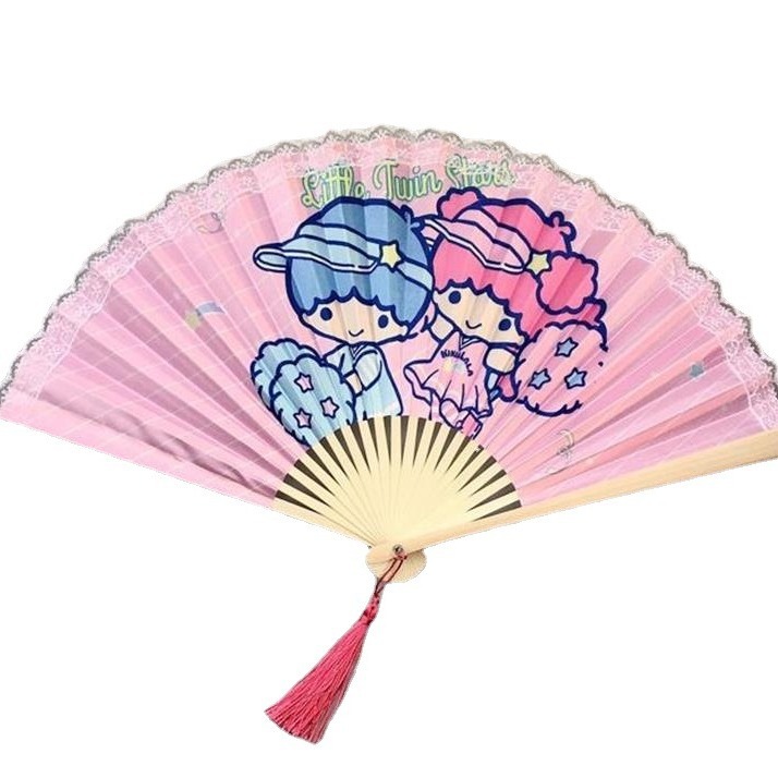 供应竹子蕾丝刀扇,女扇,蕾丝布扇,礼品布扇,色丁布扇