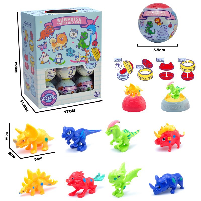 Juguetes transfronterizos de huevos para niños Simulación Animal Mundo Dinosaurios Huevos Dolores Mundo Modelo Ornamento Caja ciega lote