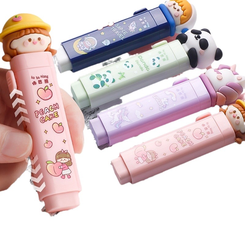 Borrador de Empujar y Tirar Kaba Bear para Estudiantes de Primaria, Borrador sin Residuos, Específico para Estudiantes, No Deja Marcas, Creativo para Niños.