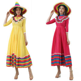 成人墨西哥民族服装扮演 万圣节亡灵节角色扮演 欧美舞台大摆裙