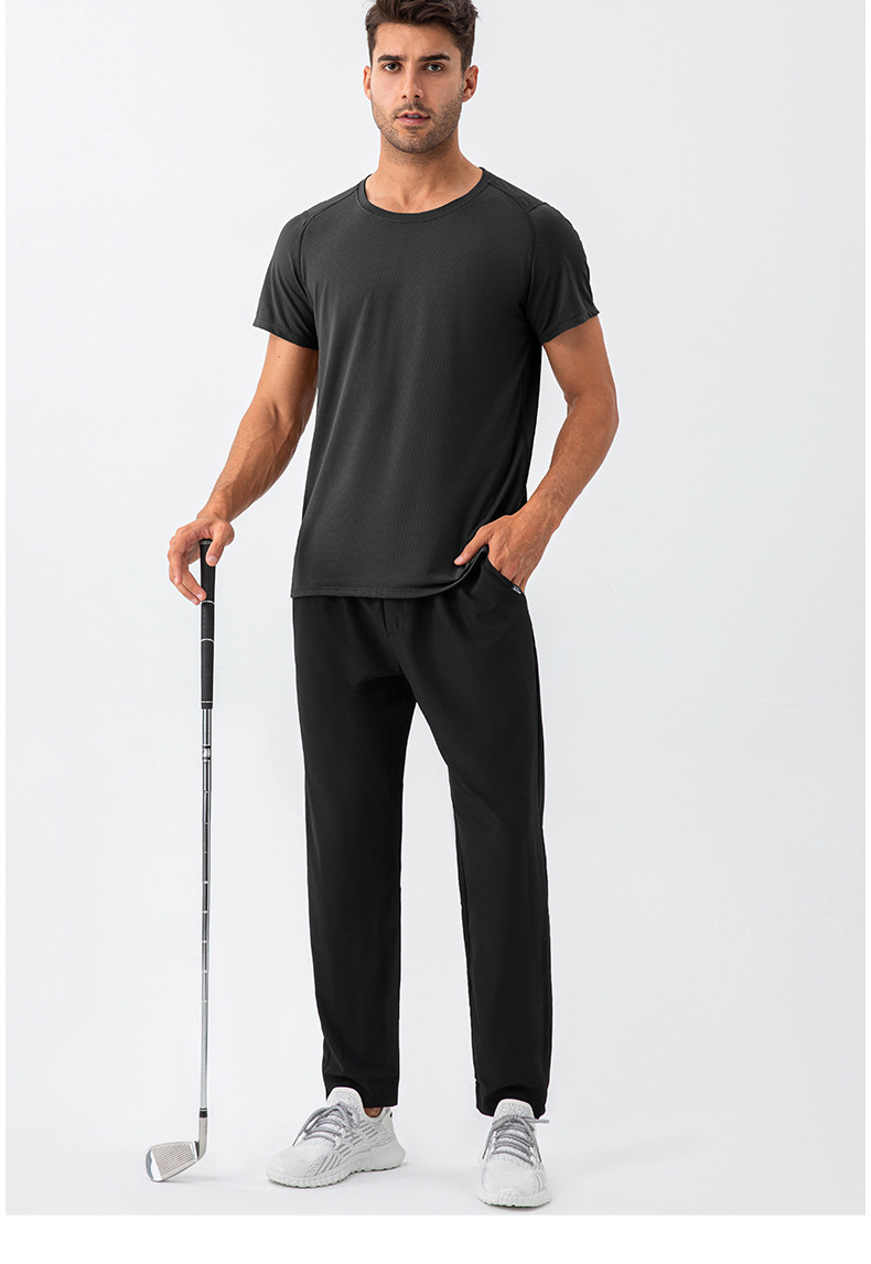 210g Weight Short Sleeve Sleeve Length Nylon Fabric Type Regular Top Length T-shirt Tops Type Outdoor, Running, Sports Occasion Round Neck Neckline Lattice, Solid Color Pattern Simple Style, Classic Style Style Wholesale Simple Style Classic Style Lattice Solid Color Short Sleeve Men's T-shirt 19