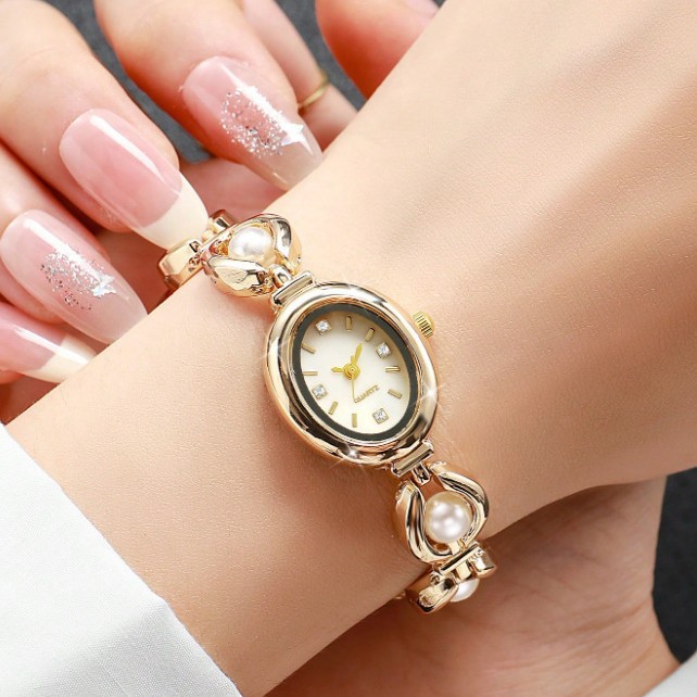 Douyin Cross-Border New Watch Chinese Style Retro Oval Pearl Watch High-Value Bracelet Watch Light Luxury Temperament Women's Watch