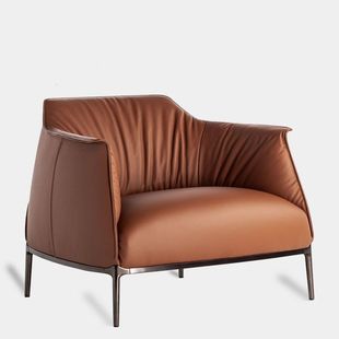Single Sofa Chair, Light Luxury Nordic Leather Sofa, Single Chair Sofa, Casual and Simple Balcony Living Room Designer Single Chair