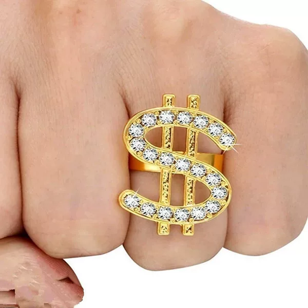 European and American Trendy Accessories Hiphop Nightclub Dollar Sign Open Ring Men's and Women's Hip-Hop Ring Necklace
