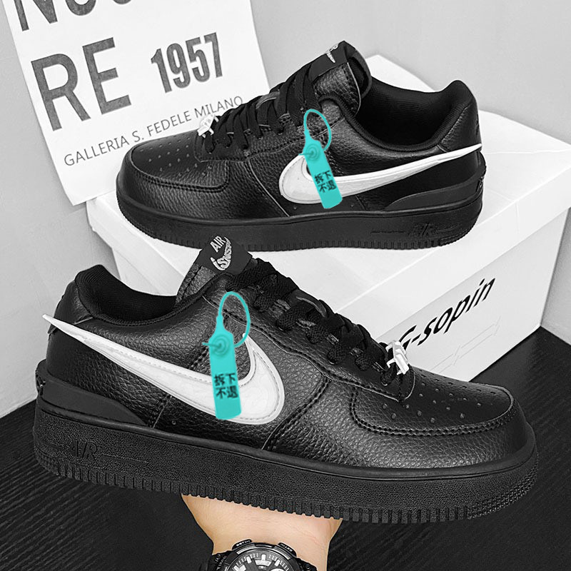Factory New Air Force Af1 White and Black Airplane-Style Summer New Men's Shoes, Putian Collaboration Large Hook Women's Low-Top Sneakers