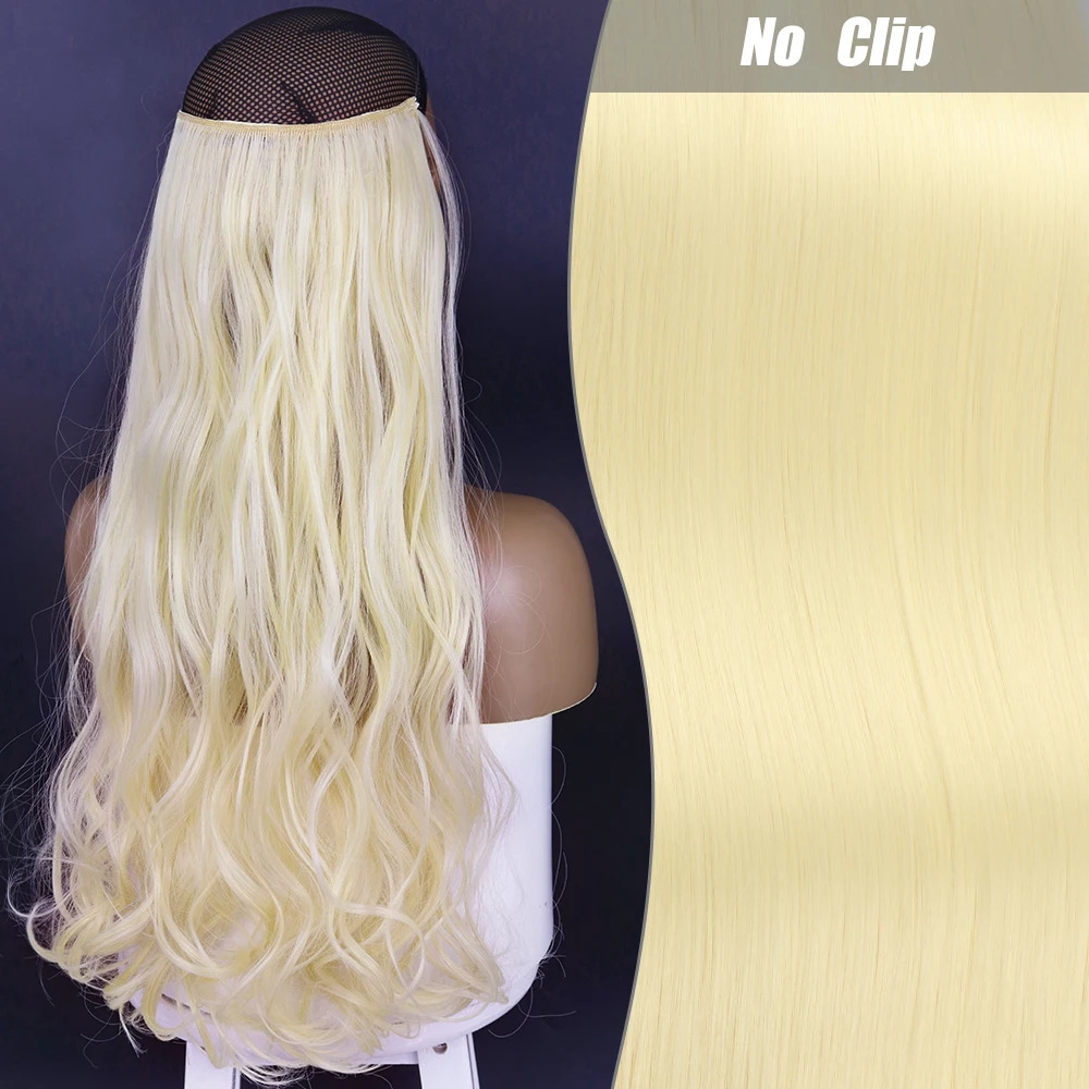 Una pieza de pelucca europea y americana ajusta el cabello rizado largo de las mujeres ondas grandes extensiones de fibra química de cabello de línea de pescado clip cabello