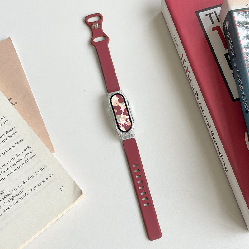 버건디 + 투명 케이스