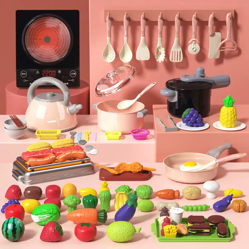 仿真迷你厨房玩具宝宝模拟做饭电饭锅儿童过家家套装玩具批发餐具