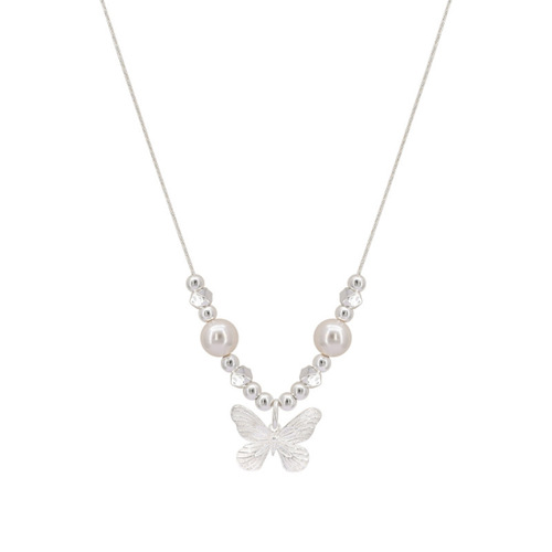 S925 Pure Silver Pearl Necklace for Women, Non-Fading, Unique and High-End Lockchain, Lightweight Luxury, Versatile Pendant, Summer New Arrival